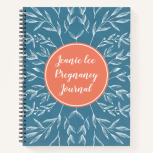 Journal personnalisé de grossesse corail et bleu