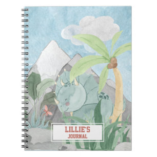 Journal personnalisé et mignon de tricératops dino
