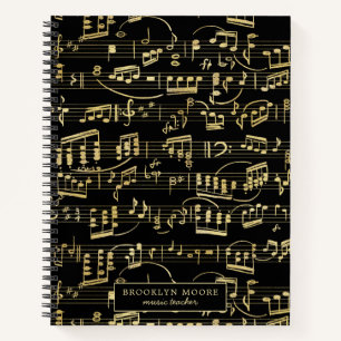 Journal personnalisé Faux Gold Music Note