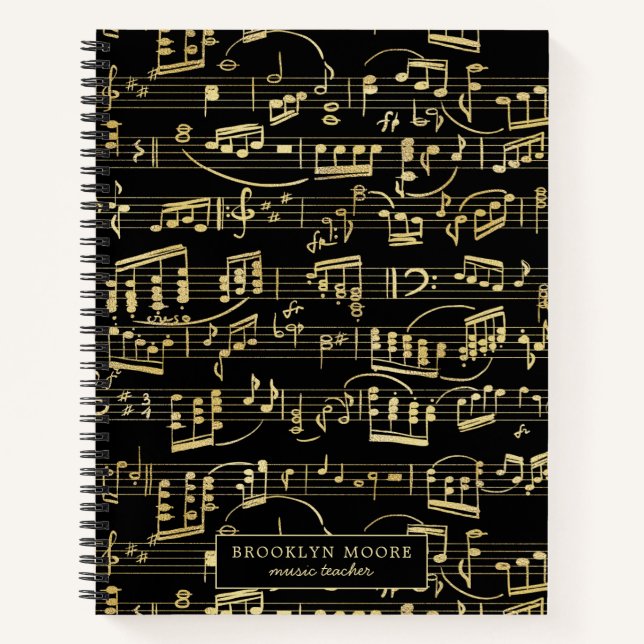 Journal personnalisé Faux Gold Music Note (Devant)
