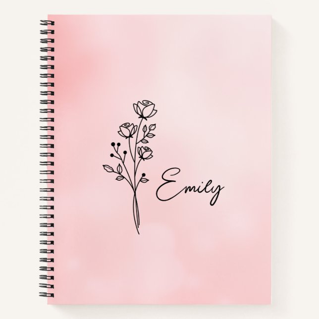 Journal personnalisé Fleur de Naissance, Fleur de  (Devant)
