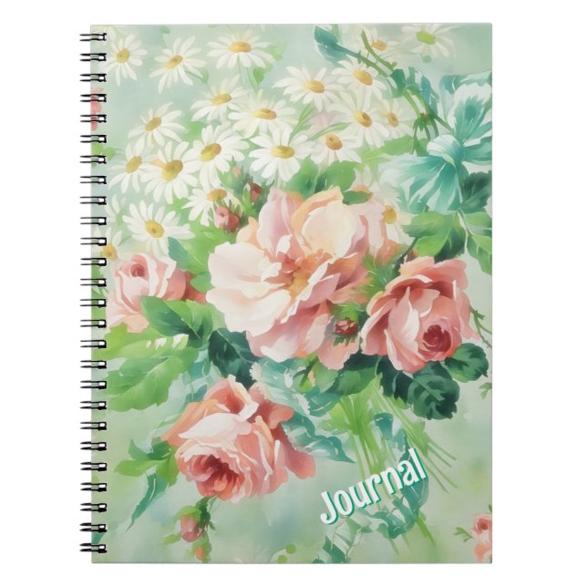 Journal personnalisé Fleurs Rose Vintage (Devant)