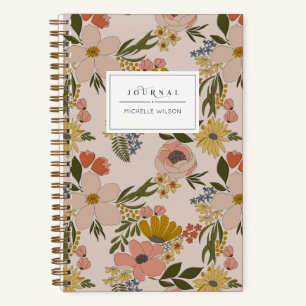 Journal personnalisé floral illustré