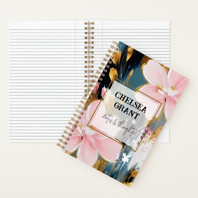 Journal personnalisé floral rose et or (À l'intérieur)