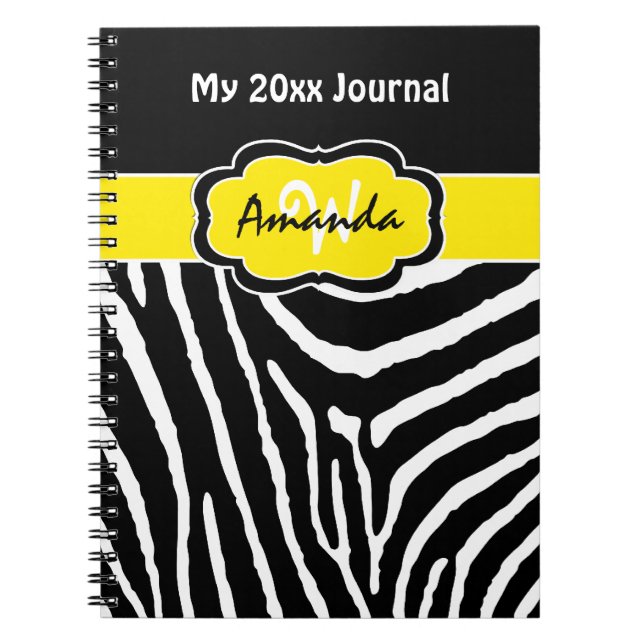 Journal personnalisé Jaune noir blanc Zèbre (Devant)