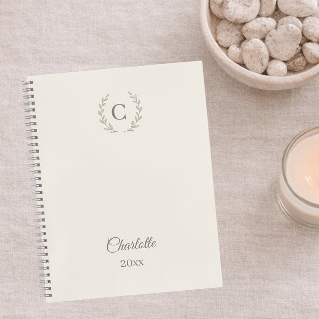 Journal Personnalisé Monogramme Luxe Ivory (Créateur téléchargé)