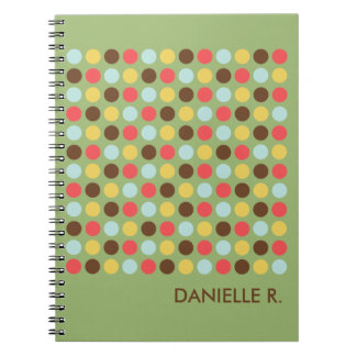Journal personnalisé motif points orange vert