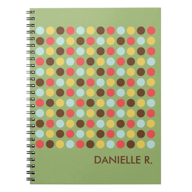 Journal personnalisé motif points orange vert (Devant)