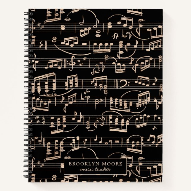 Journal personnalisé Note de Musique Or Rose (Devant)