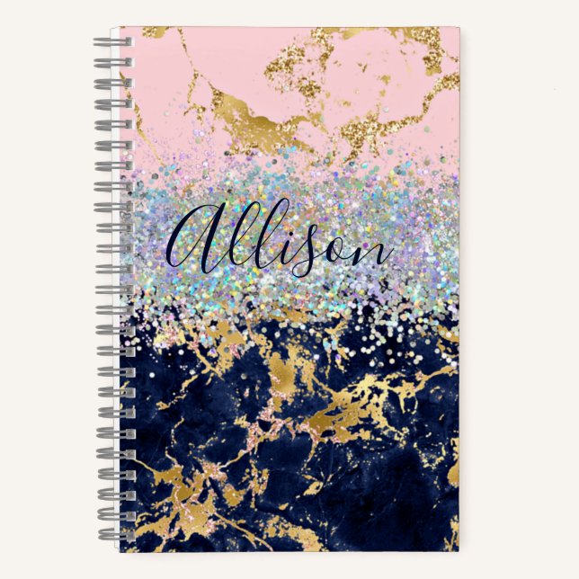 Journal personnalisé pailleté et marbré (Recto)