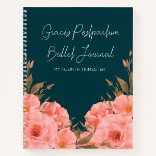 Journal personnalisé sarcelle floral pour nouvelle