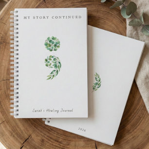 Journal personnalisé vert sauge Boho point-virgule