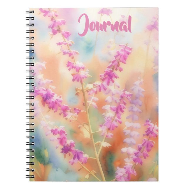 Journal personnel à fleurs roses de lavande (Devant)