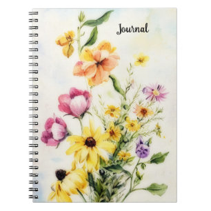 Journal personnel de fleurs à l'aquarelle de style