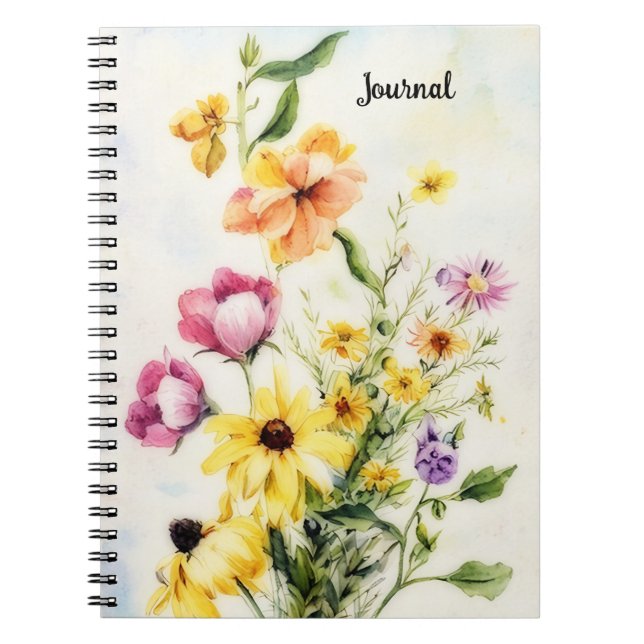 Journal personnel de fleurs à l'aquarelle de style (Devant)