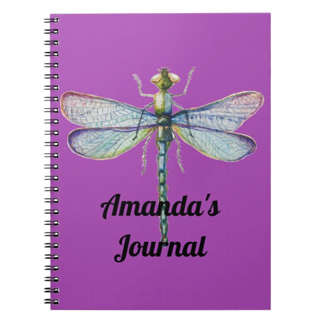Journal personnel Dragonfly Bleu & Rose sur fond V (Devant)
