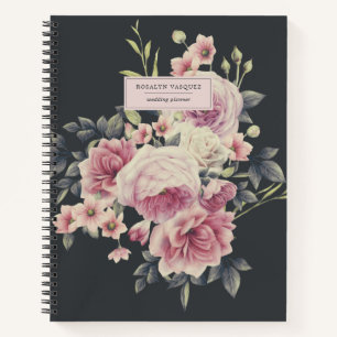 Journal Personnel Élégant Fleurs Sombres sur Fond