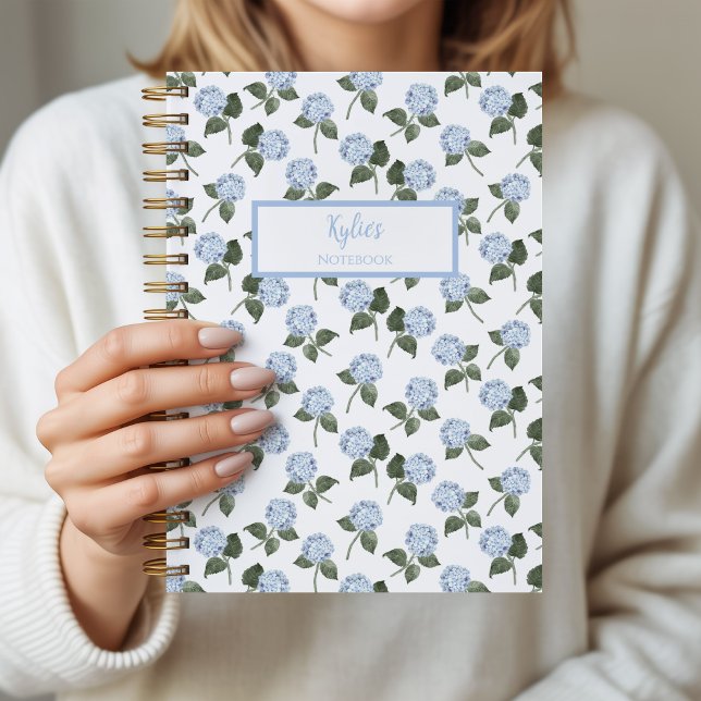Journal Personnelisé Fleur d'Hortensia (Hydrangea Blue Notebook)