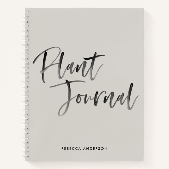 Journal Plante de script de calligraphie gris mode (Devant)