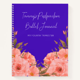 Journal Post-partum Fleurs Bleues Personnalisé Pou