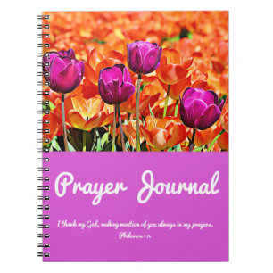 Journal pourpre et orange de prière de tulipes