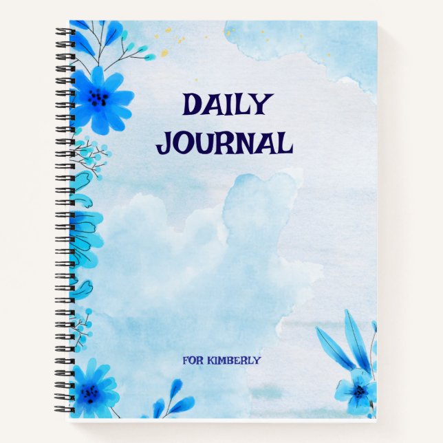 JOURNAL QUOTIDIEN À MOTIFS FLEURIS BLEUS (Devant)