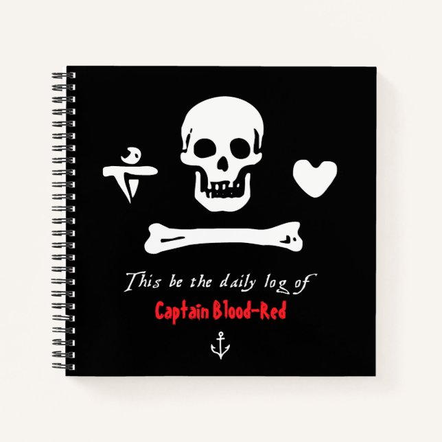 Journal quotidien de votre nom capitaine pirate (Devant)
