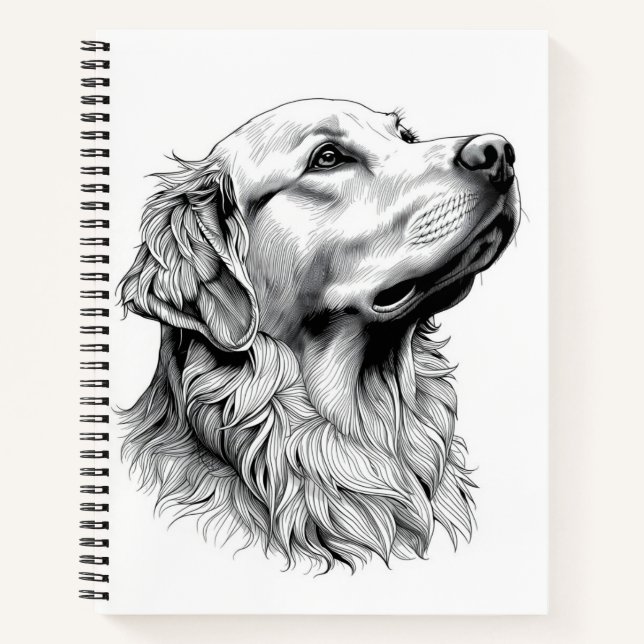Journal relié avec gravure de Golden Retriever (Devant)
