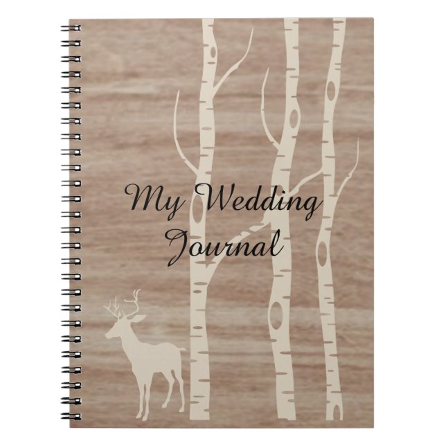 Journal rustique de mariage d'arbres et de cerfs (Devant)