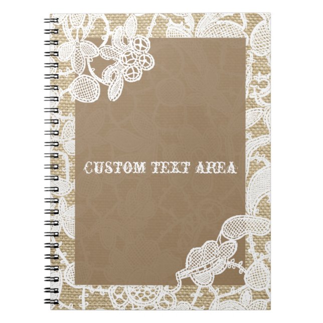 Journal rustique élégant en dentelle florale et to (Devant)