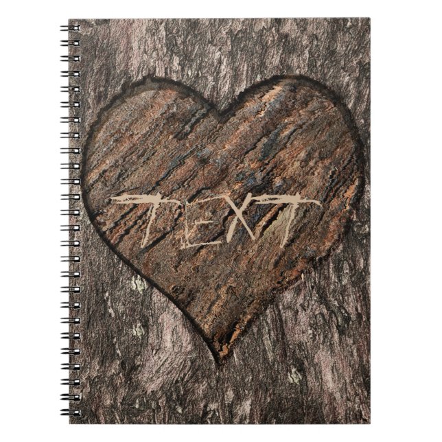 Journal rustique en écorce d'arbre avec cœur sculp (Devant)
