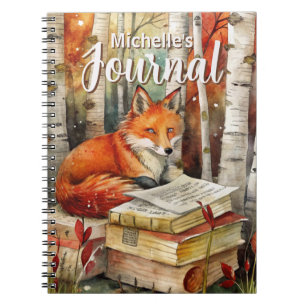 Journal rustique vintage renard livres forêt