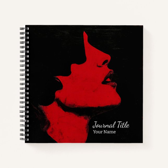 Journal Silhouette Rouge — Nom & Titre Personnalis (Devant)