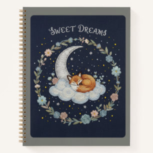 Journal Sweet Dreams Renard Brodé sur Lune