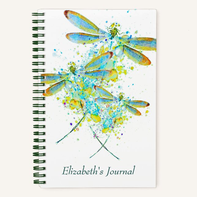 Journal turquoise de plaquettes de libellules (Recto)