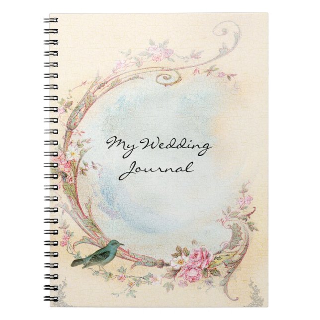 Journal vintage de mariage de rose de rose (Devant)