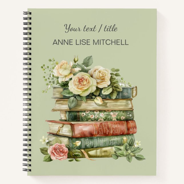 Journal Vintage Fleurs Vert Sauge (Devant)
