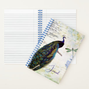 Journal vintage paon et hortensia