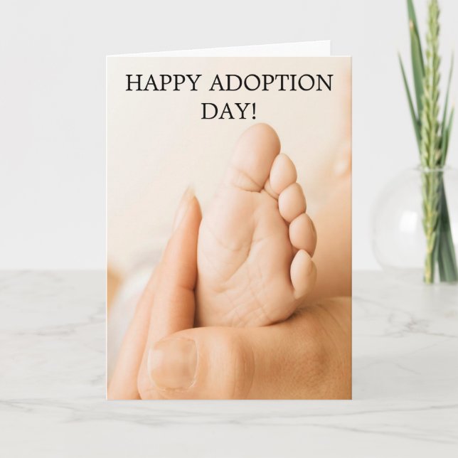 JOURNÉE D'ADOPTION HEUREUSE ! carte de pied de béb (Devant)