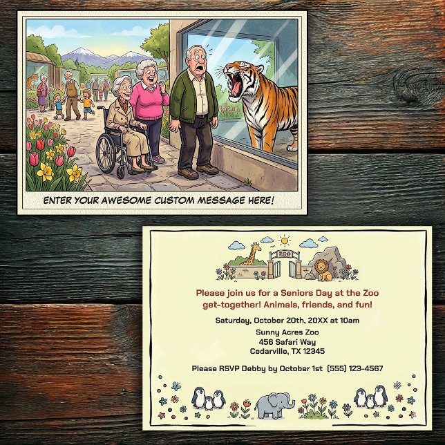 Journée drôle des seniors au Zoo Invitation (Créateur téléchargé)