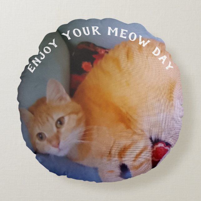 Journée Meow plaisir Deux Photos de Chat Coussin R (Devant)
