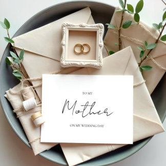 Journée Minimaliste De Mariage À Ma Mère Carte Mèr