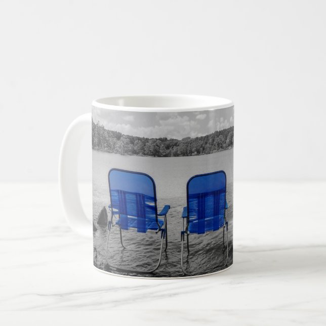 Journée Parfaite Au Lac Grayscale Café Mug (Devant gauche)