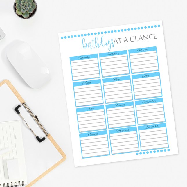 Jours d'anniversaire mensuels en un coup d'oeil |  (Créateur téléchargé)