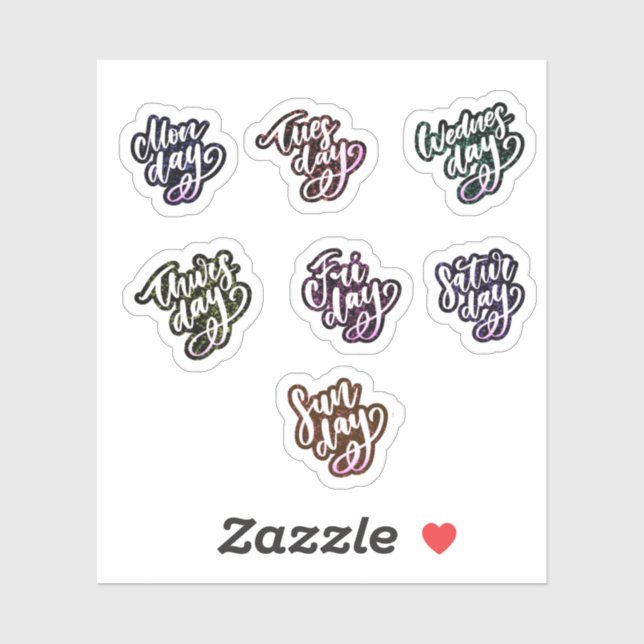 Jours de la semaine autocollants (Feuille)