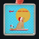Jours de plage Golden Noël Aqua Ornement<br><div class="desc">Apportez des souvenirs d'une journée de plage amusante à votre sapin de Noël cette année avec ce doux ornement de surf Golden Retriever. Conçu par Naptown Tails !</div>