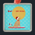 Jours de plage Golden Noël Aqua Ornement<br><div class="desc">Apportez des souvenirs d'une journée de plage amusante à votre sapin de Noël cette année avec ce doux ornement de surf Golden Retriever. Conçu par Naptown Tails !</div>