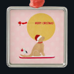 Jours de plage Ornement rose de Noël doré<br><div class="desc">Apportez des souvenirs d'une journée de plage amusante à votre sapin de Noël cette année avec ce doux ornement de surf Golden Retriever. Conçu par Naptown Tails !</div>