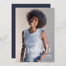 Jovely Cursive Photo Graduation Party Faire-part