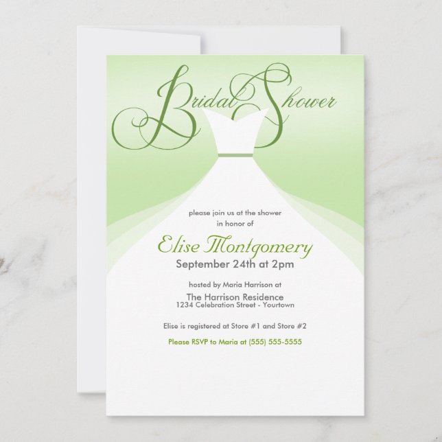 Jovely Gown Bridal Douche Invitations (Devant)